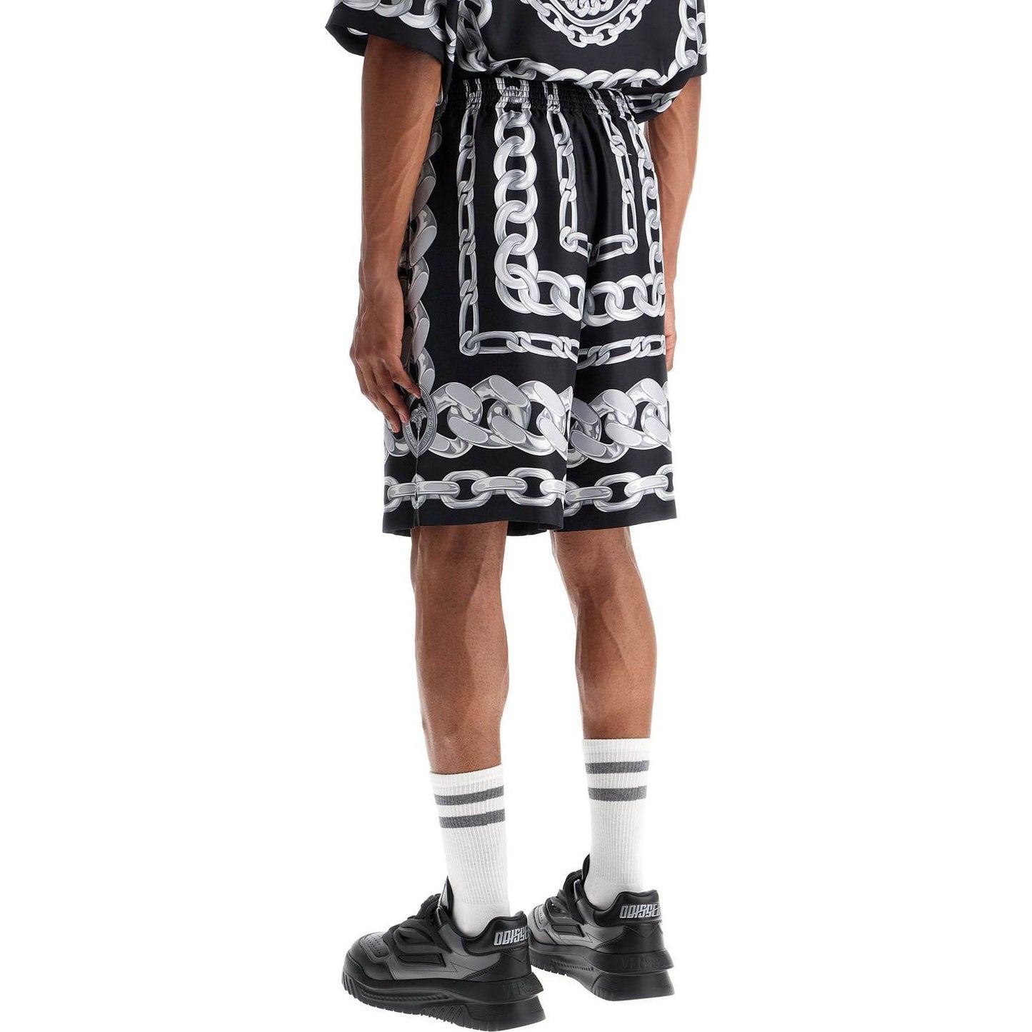 Versace 'silk medusa chains bermuda Short trousers Versace Dark Slate Gray