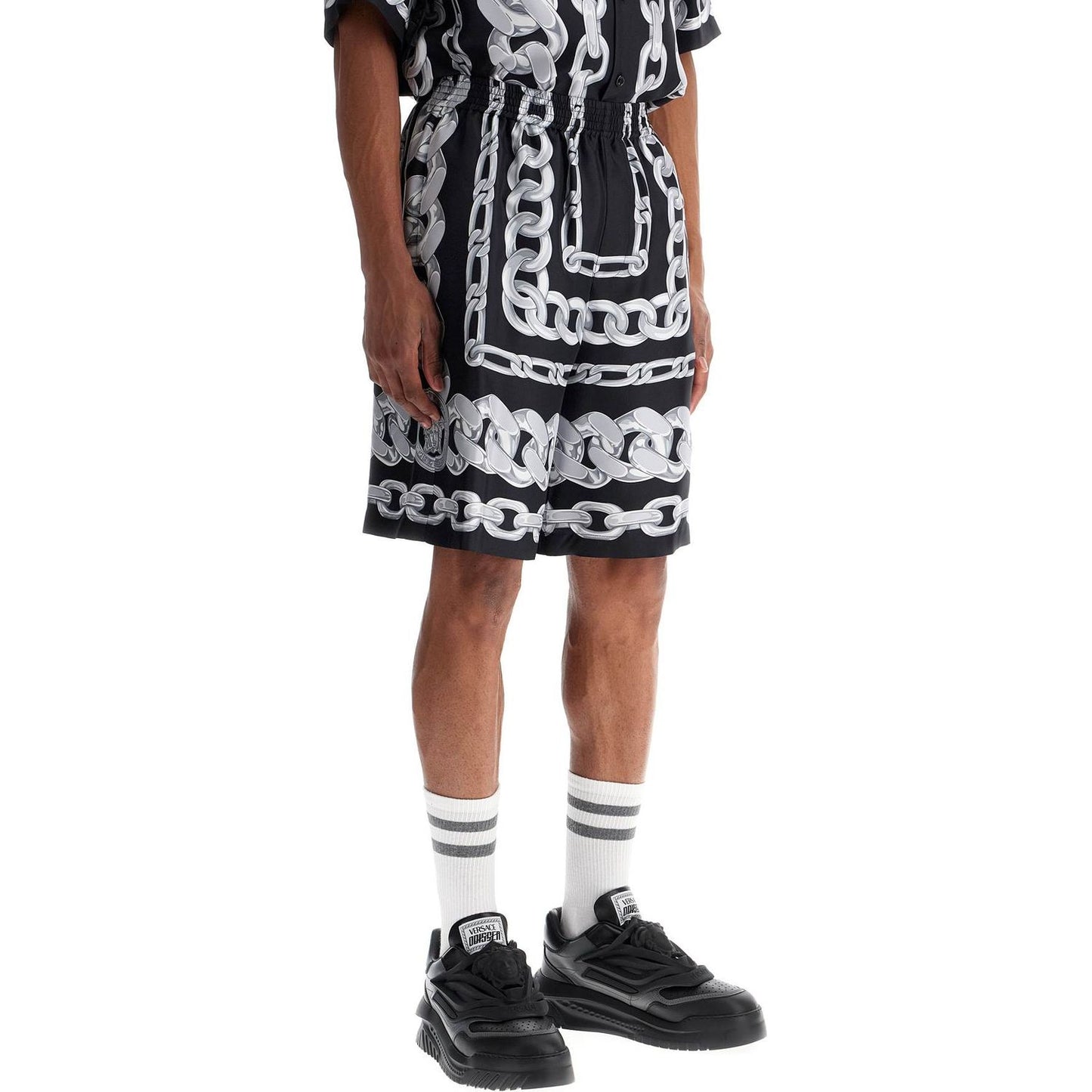 Versace 'silk medusa chains bermuda Short trousers Versace Dark Slate Gray