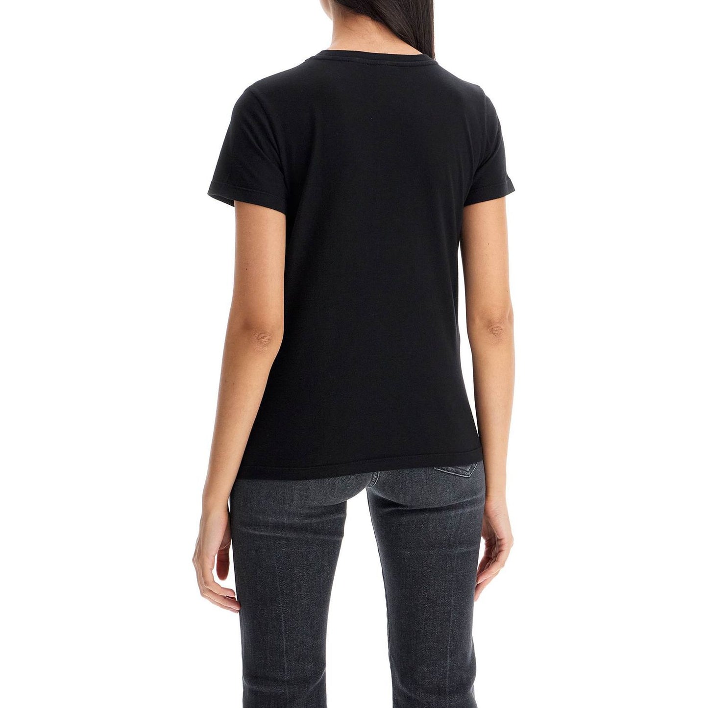 Pinko short-sleeved t-shirt with embroidery Topwear Pinko Black