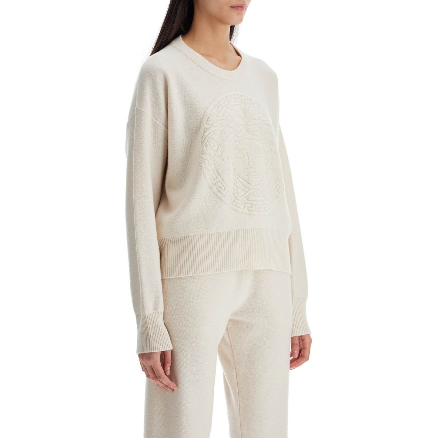 Versace boxy medusa towel stitch Knitwear Versace Light Gray