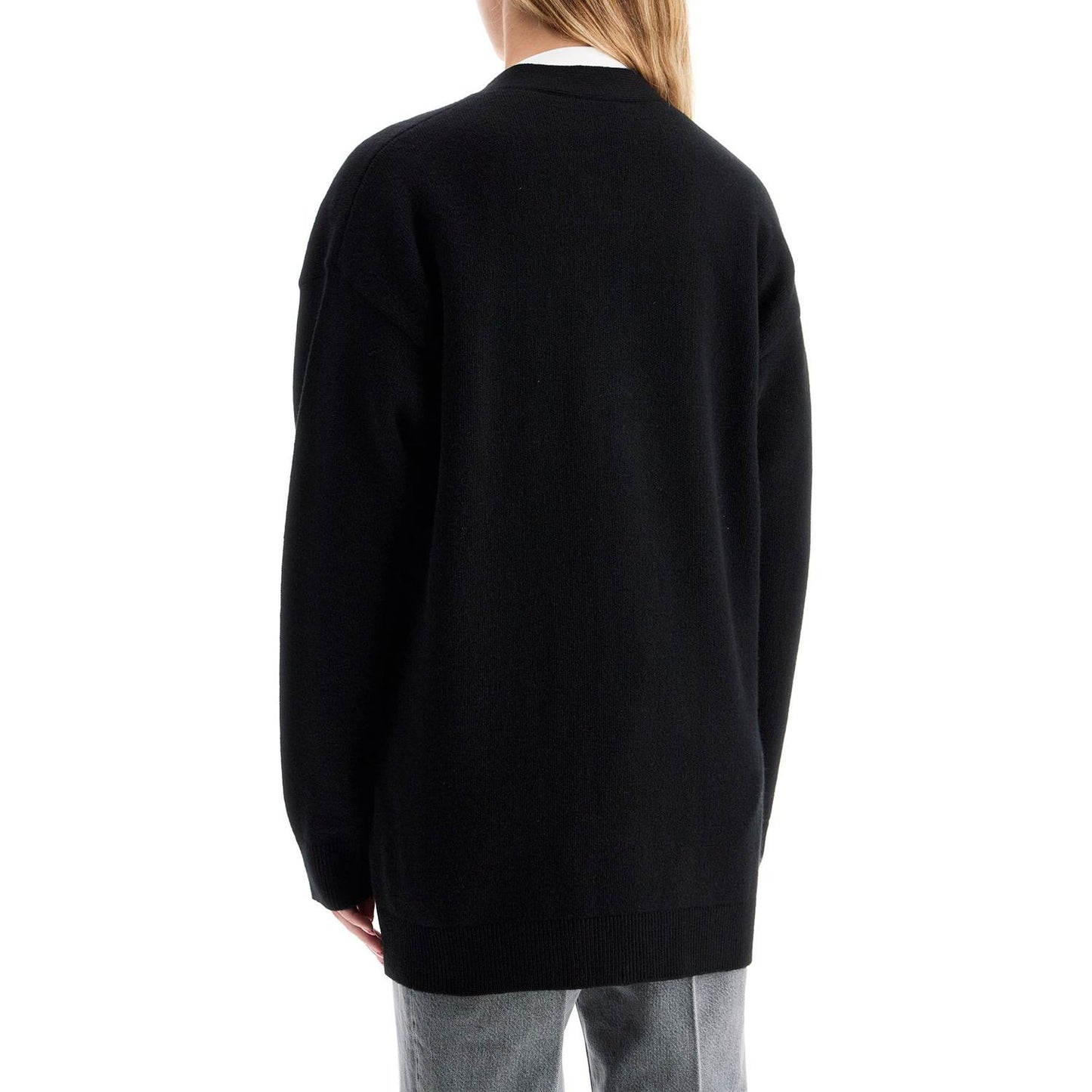 Versace boxy wool and cashmere cardigan Knitwear Versace Black