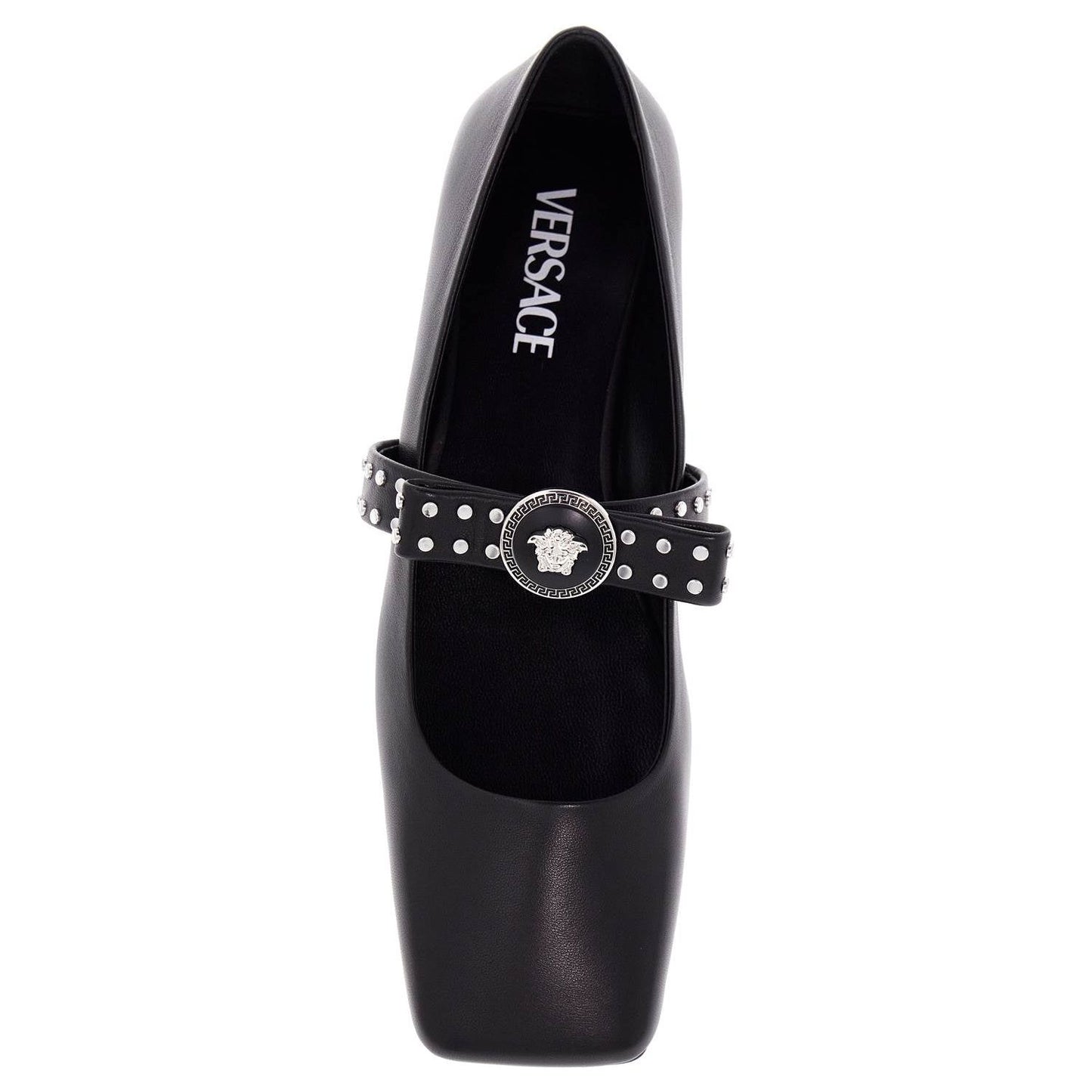 Versace gianni ribbon studded baller Flat Shoes Versace Black