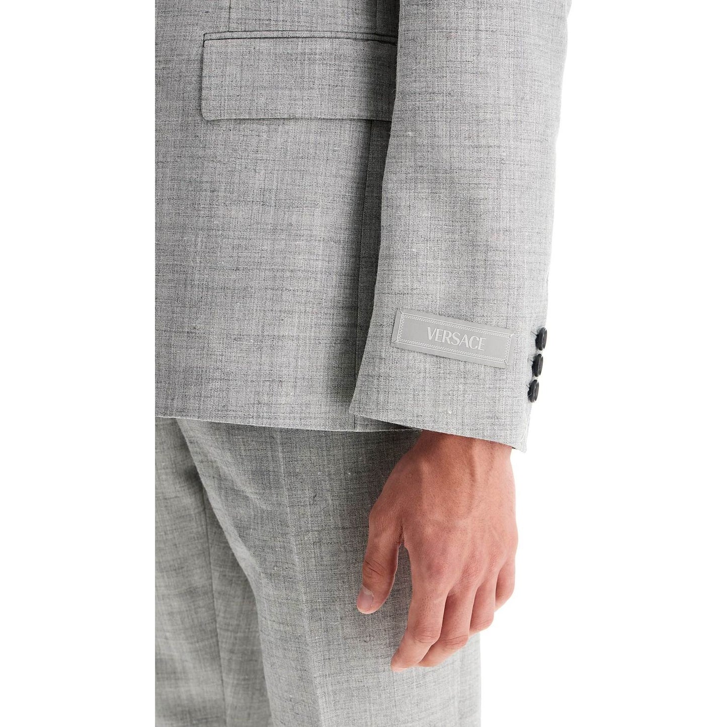 Versace double-breasted wool blend blazer Jackets Versace Dark Gray