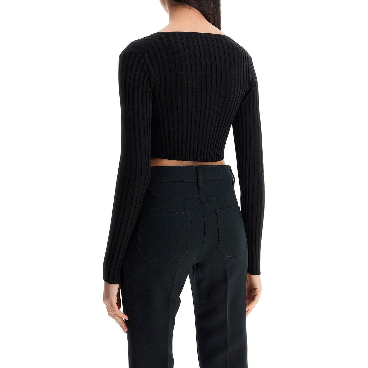 Versace 'cropped safety pin cardigan Knitwear Versace Black