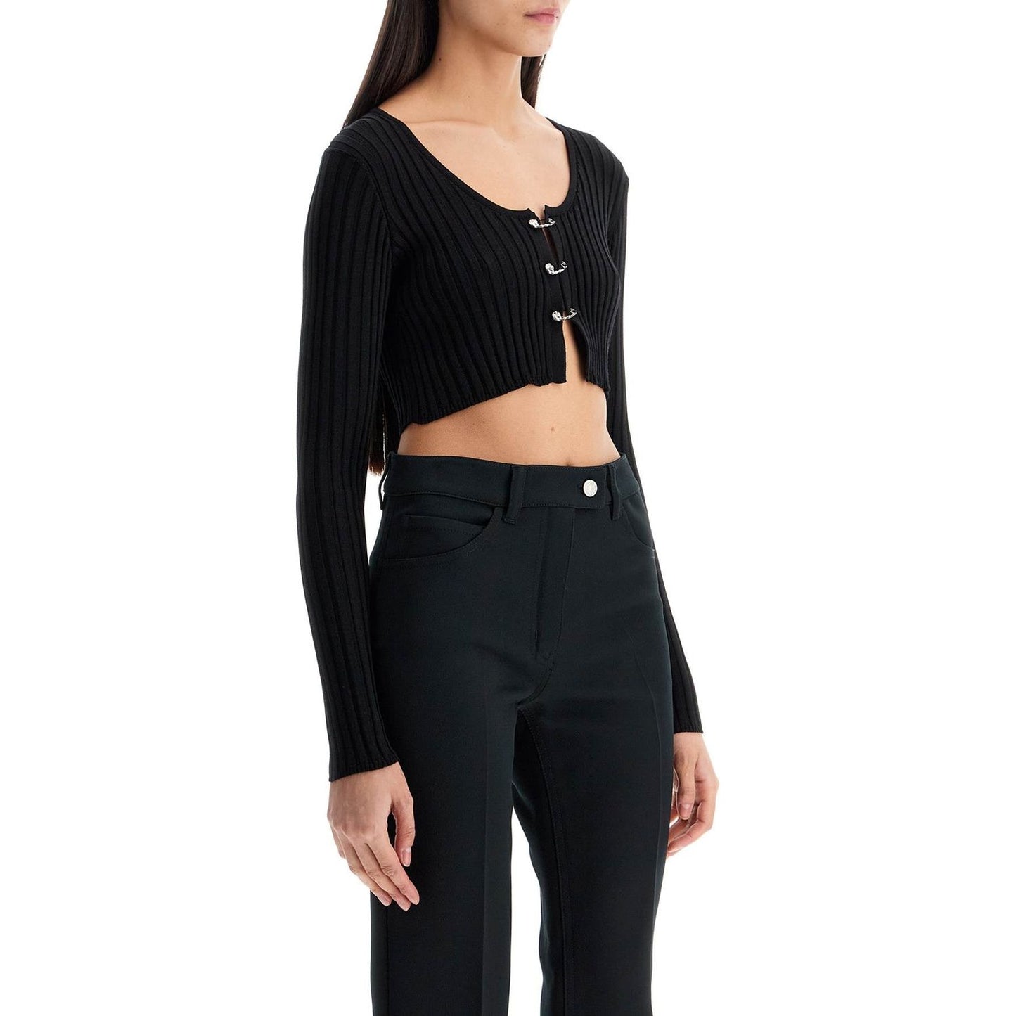Versace 'cropped safety pin cardigan Knitwear Versace Black