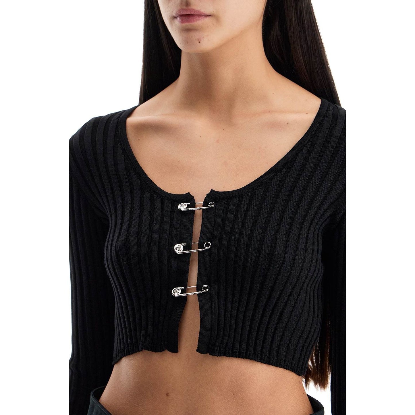 Versace 'cropped safety pin cardigan Knitwear Versace Black