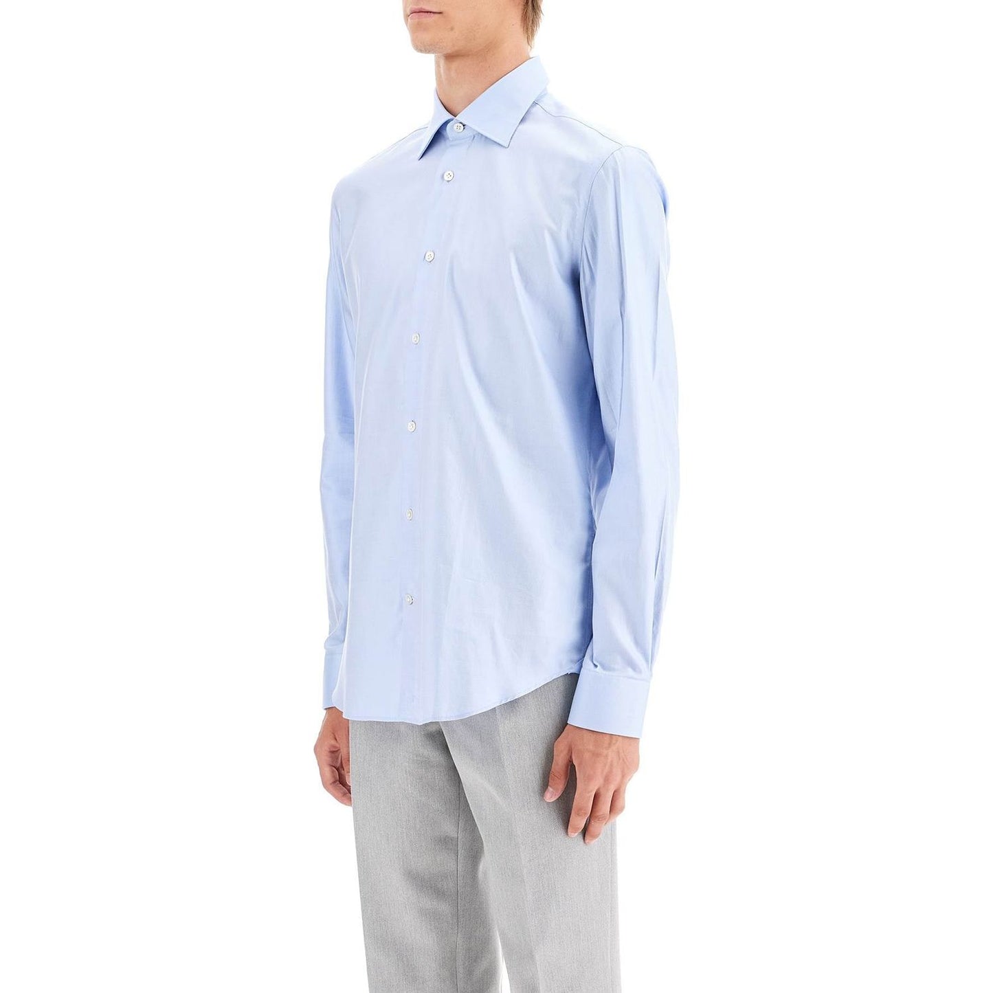 VINCENZO DI RUggIERO slim fit twill shirt for men Shirts VINCENZO DI RUggIERO Light Gray
