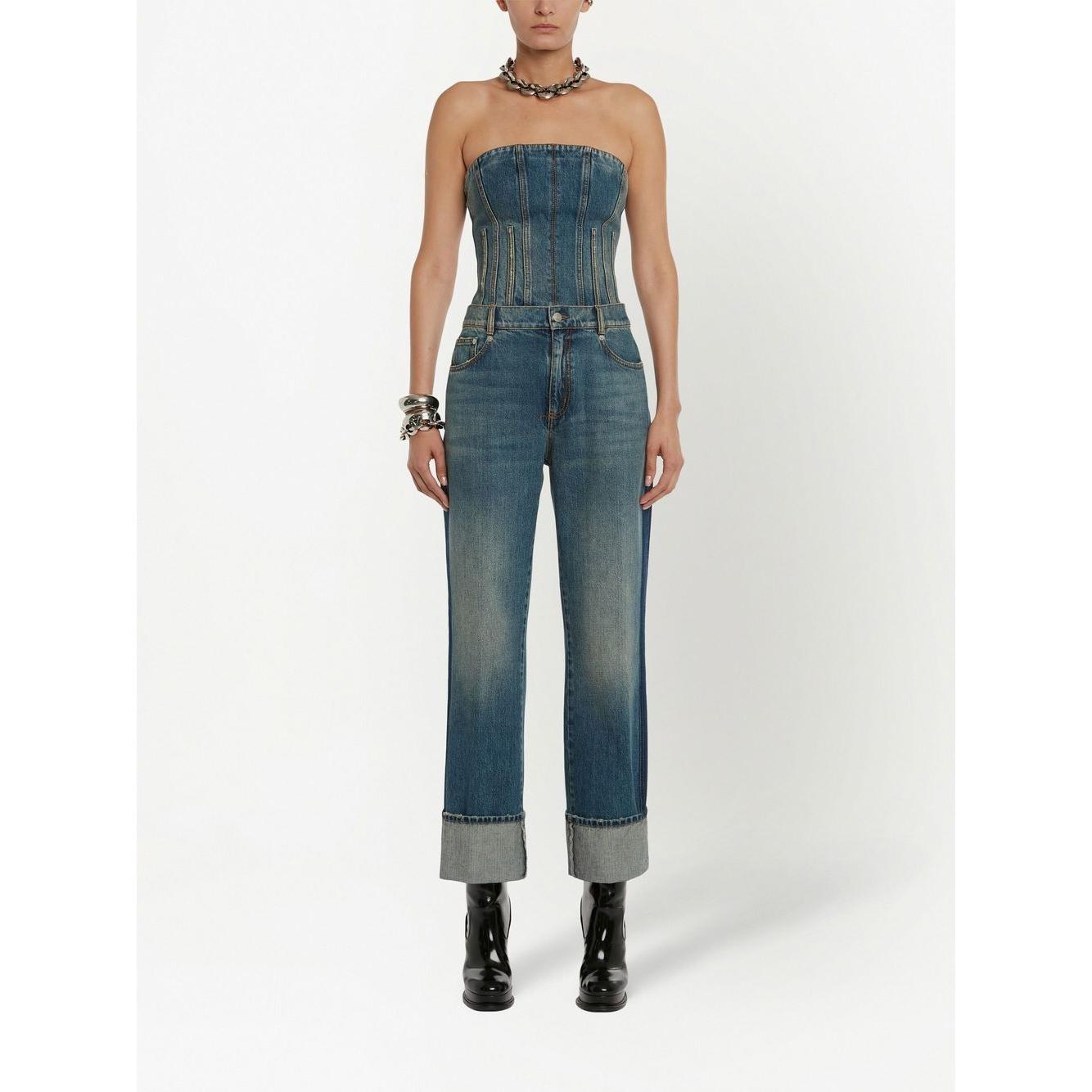 Alexander McQueen turn-up Hem straight-leg Jeans Jeans Alexander Mcqueen Beige
