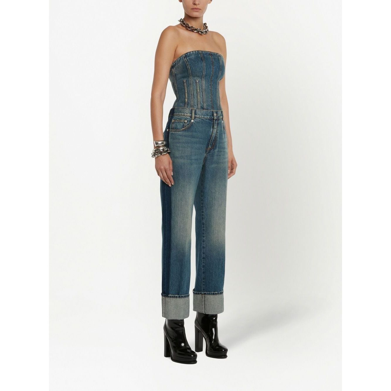 Alexander McQueen turn-up Hem straight-leg Jeans Jeans Alexander Mcqueen Beige