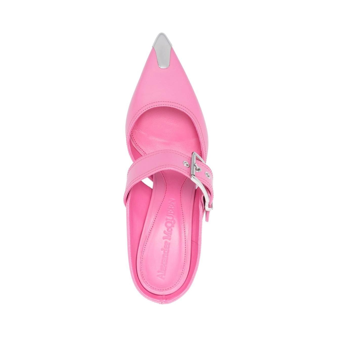Alexander McQueen 75mm Metallic toe-cap Detail Mules High Heel Alexander Mcqueen Hot Pink