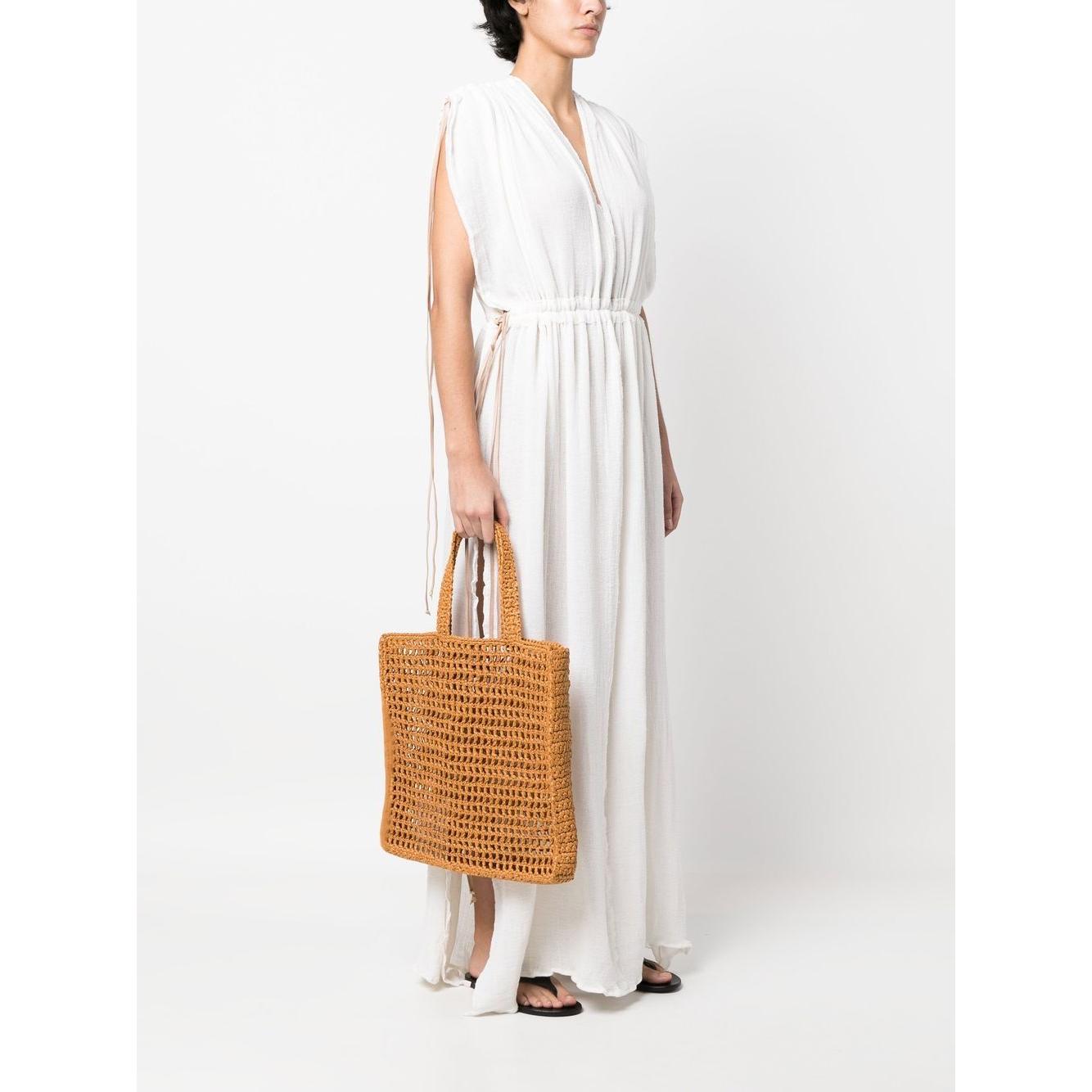 CHICA Naxos Woven Raffia Tote Bag in Brown Handbag Chica Beige