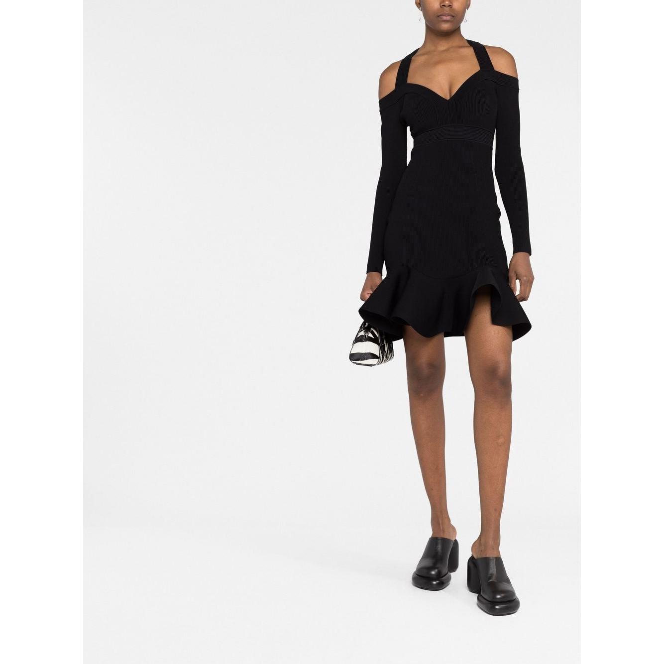 Alexander McQueen Short knitted dress with V-neck Dresses Alexander Mcqueen White Smoke