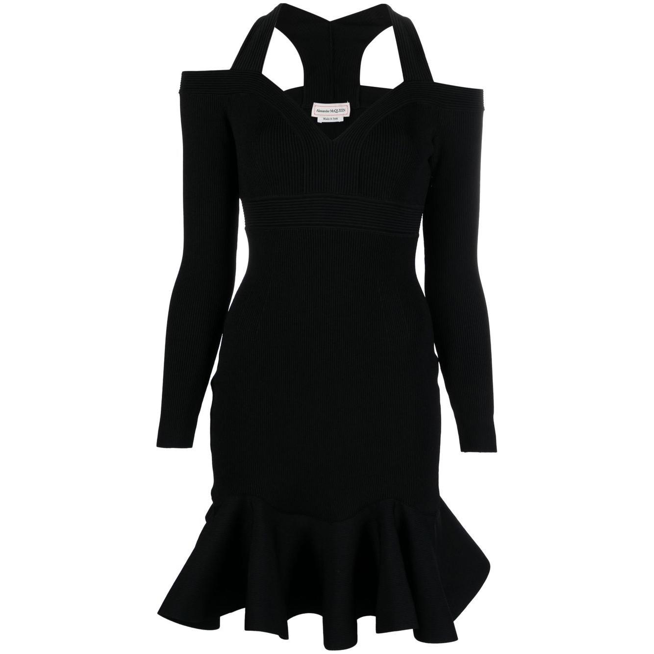 Alexander McQueen Short knitted dress with V-neck Dresses Alexander Mcqueen Black
