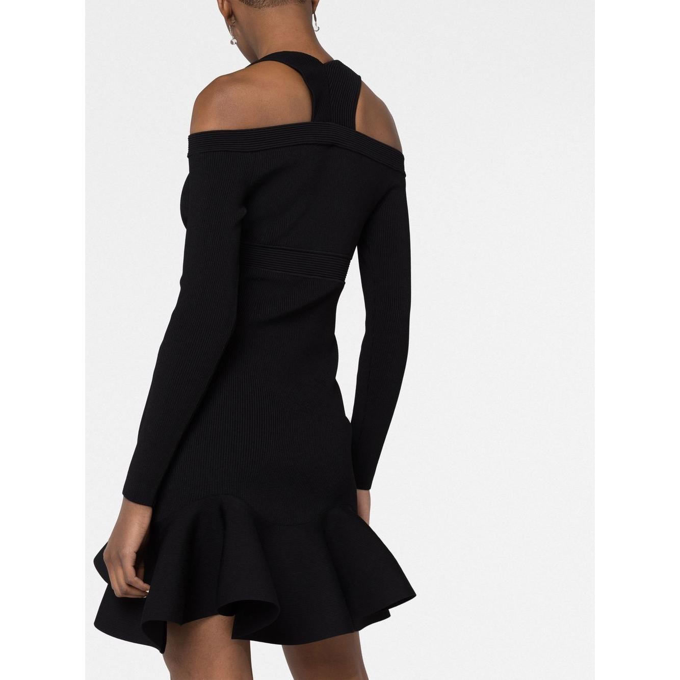 Alexander McQueen Short knitted dress with V-neck Dresses Alexander Mcqueen White Smoke