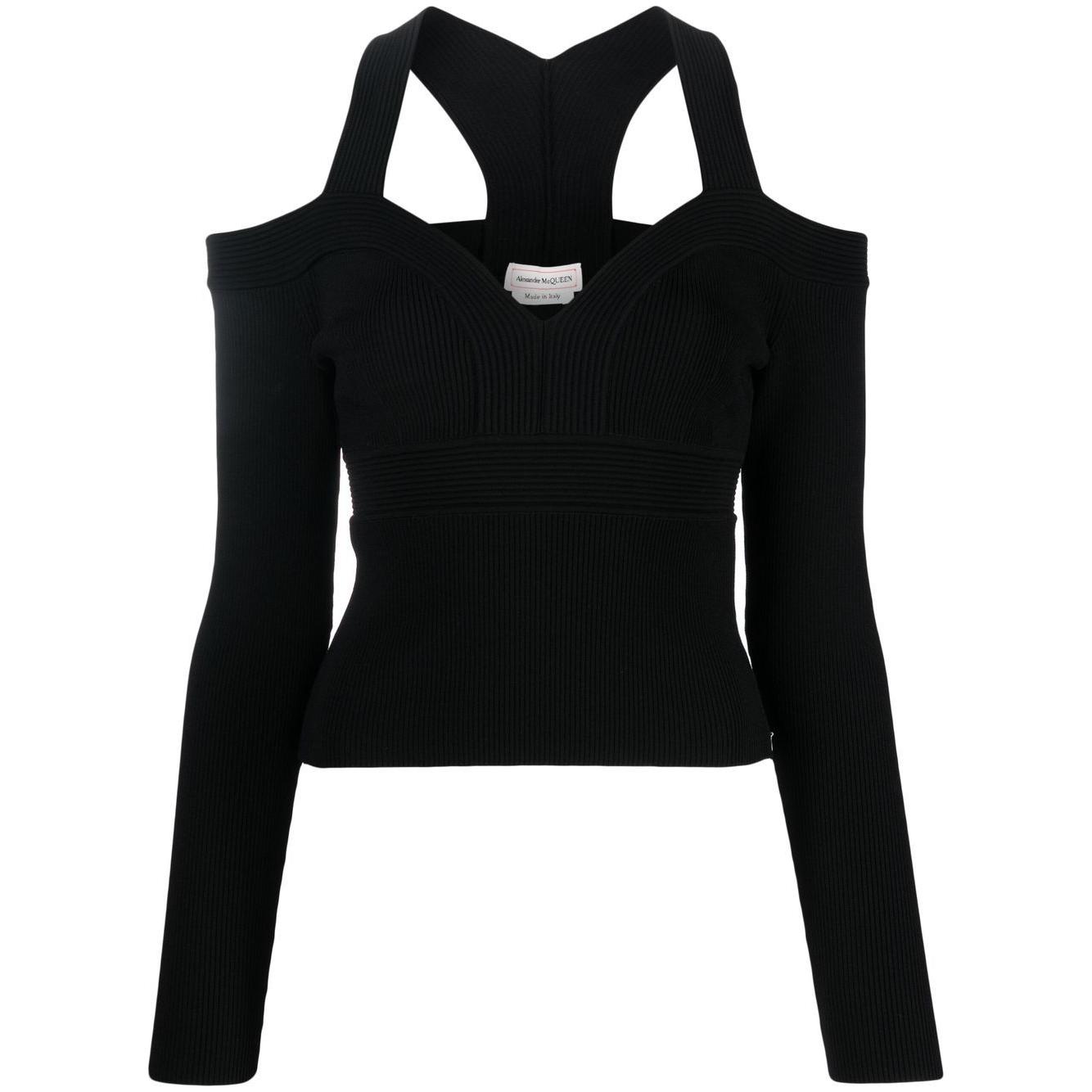 Alexander McQueen Top Black Topwear Alexander Mcqueen Black