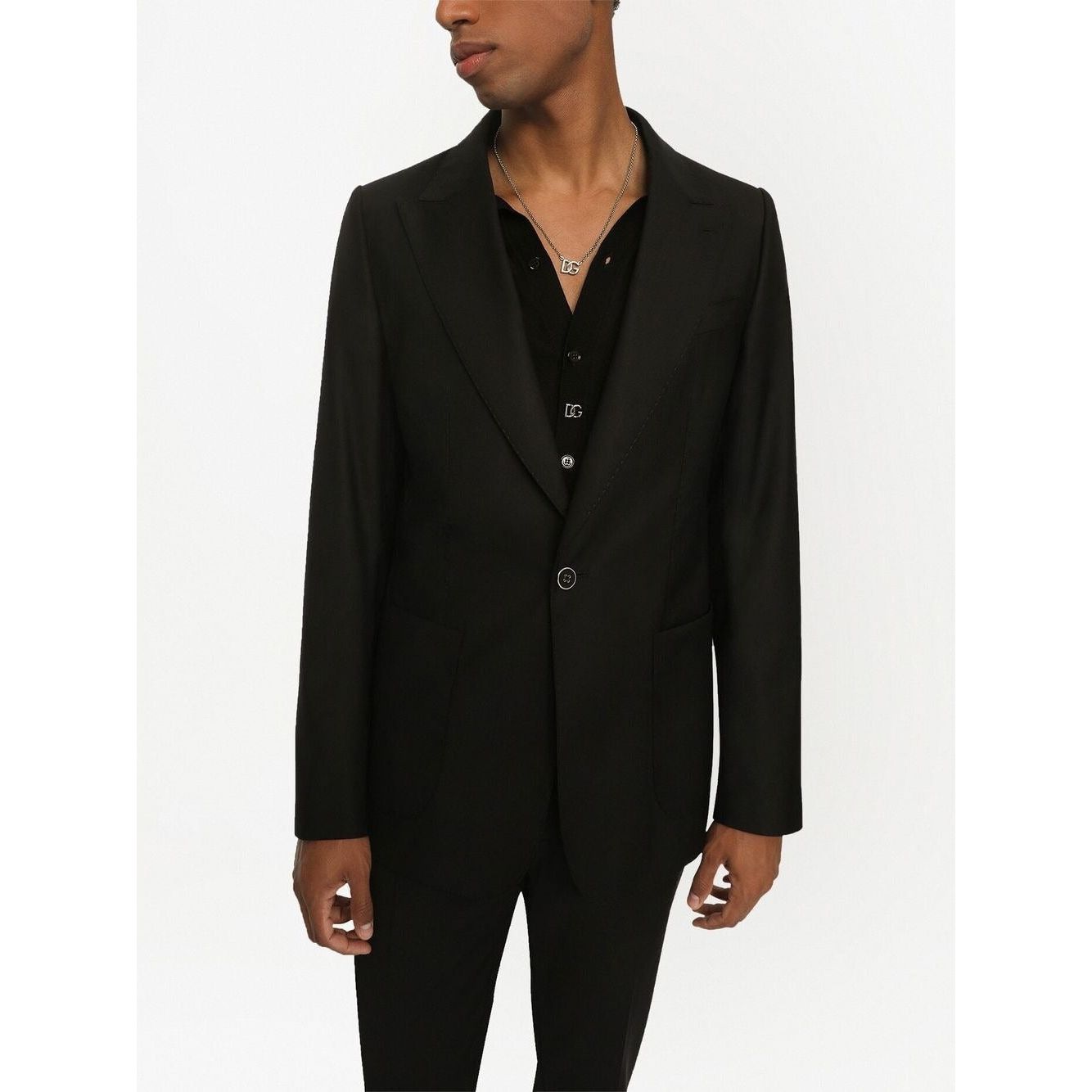Dolce & Gabbana one-button tailored men blazer Black Jackets Dolce & Gabbana White Smoke