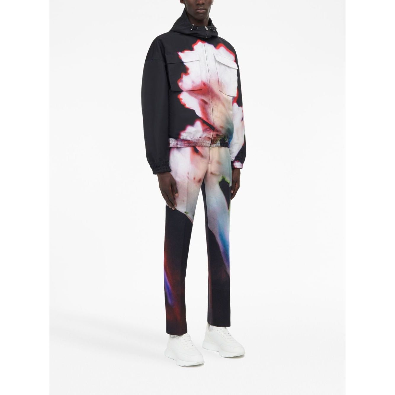 Alexander McQueen Solarised Flower Hooded Jacket Jackets Alexander Mcqueen White Smoke