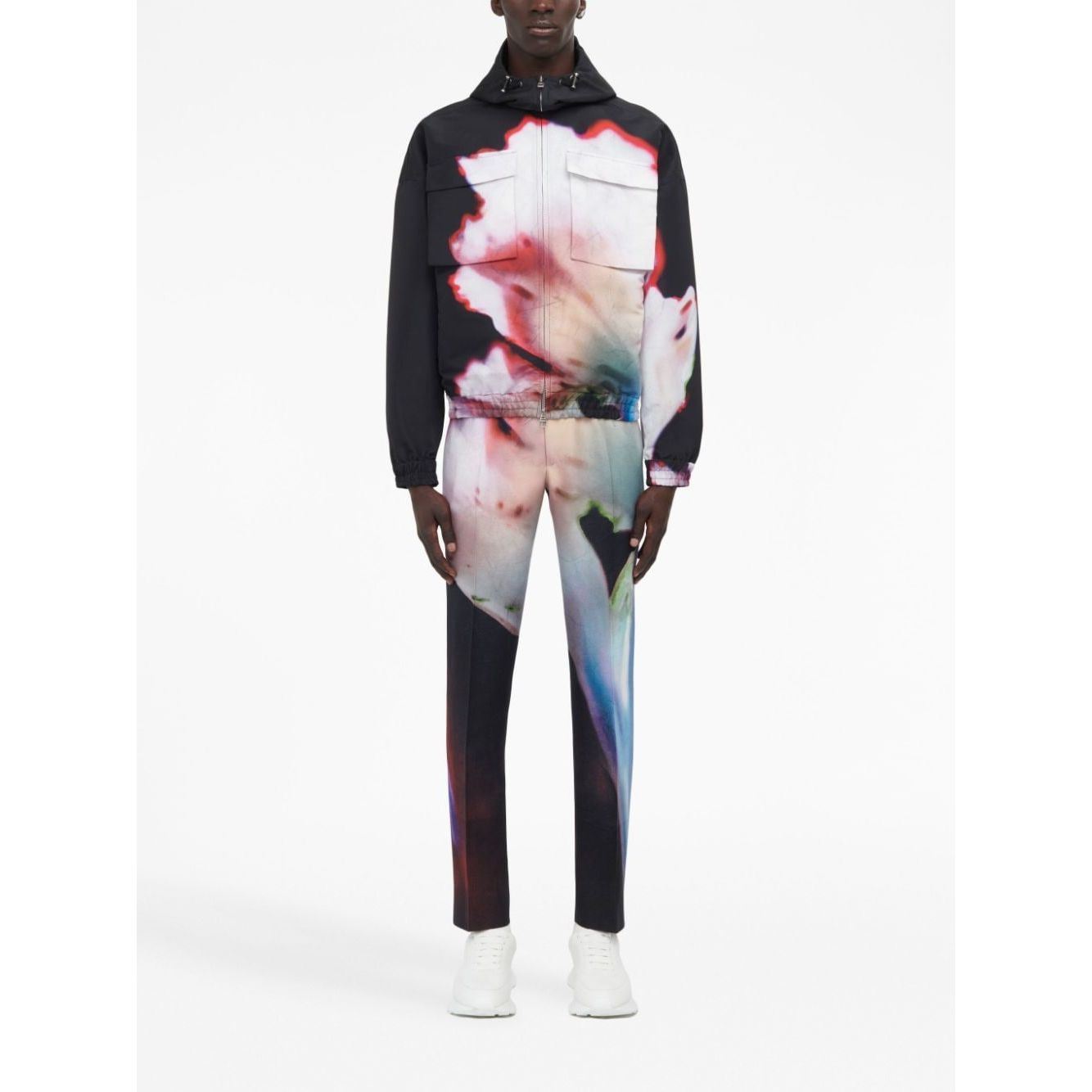 Alexander McQueen Solarised Flower Hooded Jacket Jackets Alexander Mcqueen White Smoke