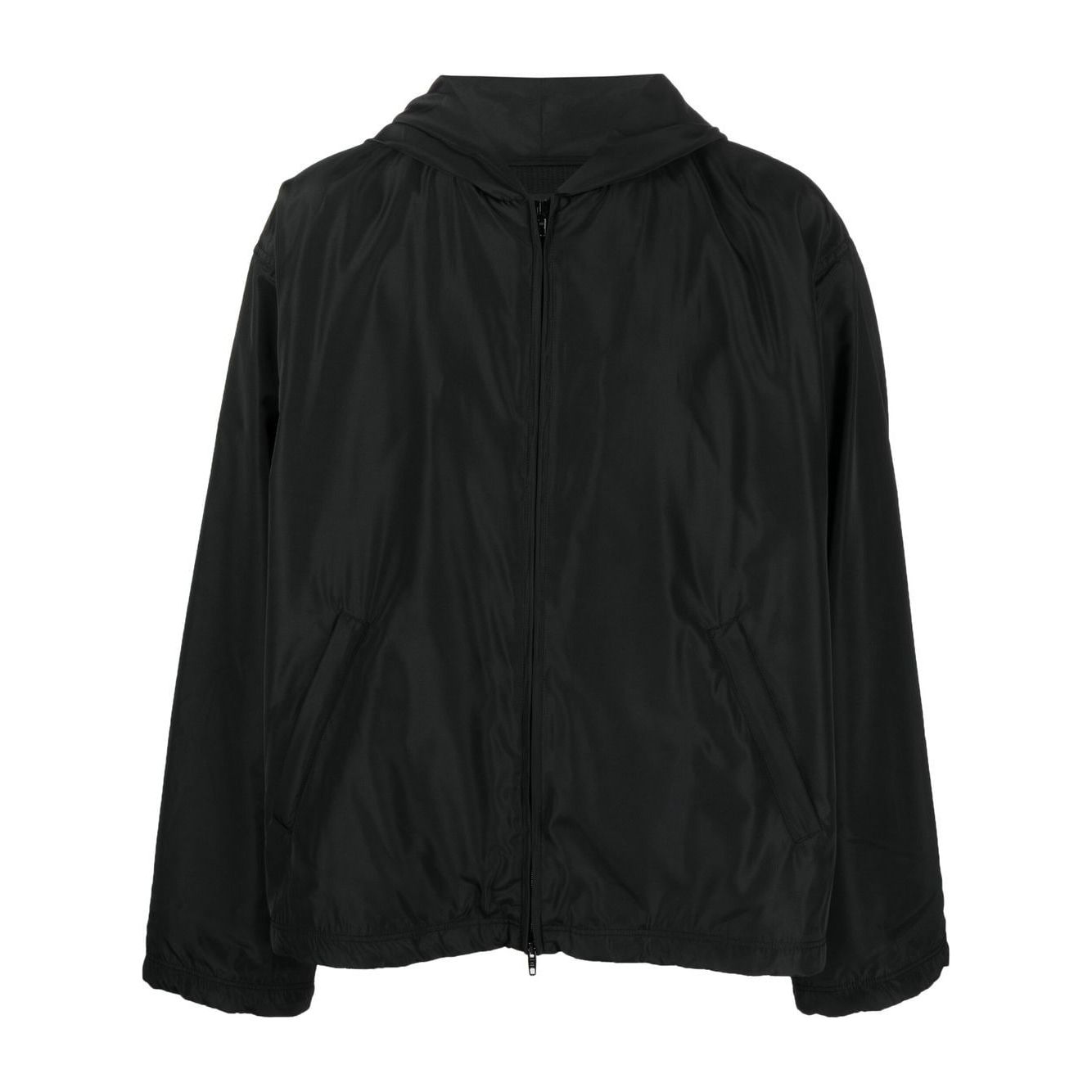Balenciaga logo-print Hooded Windbreaker Jackets Balenciaga Black