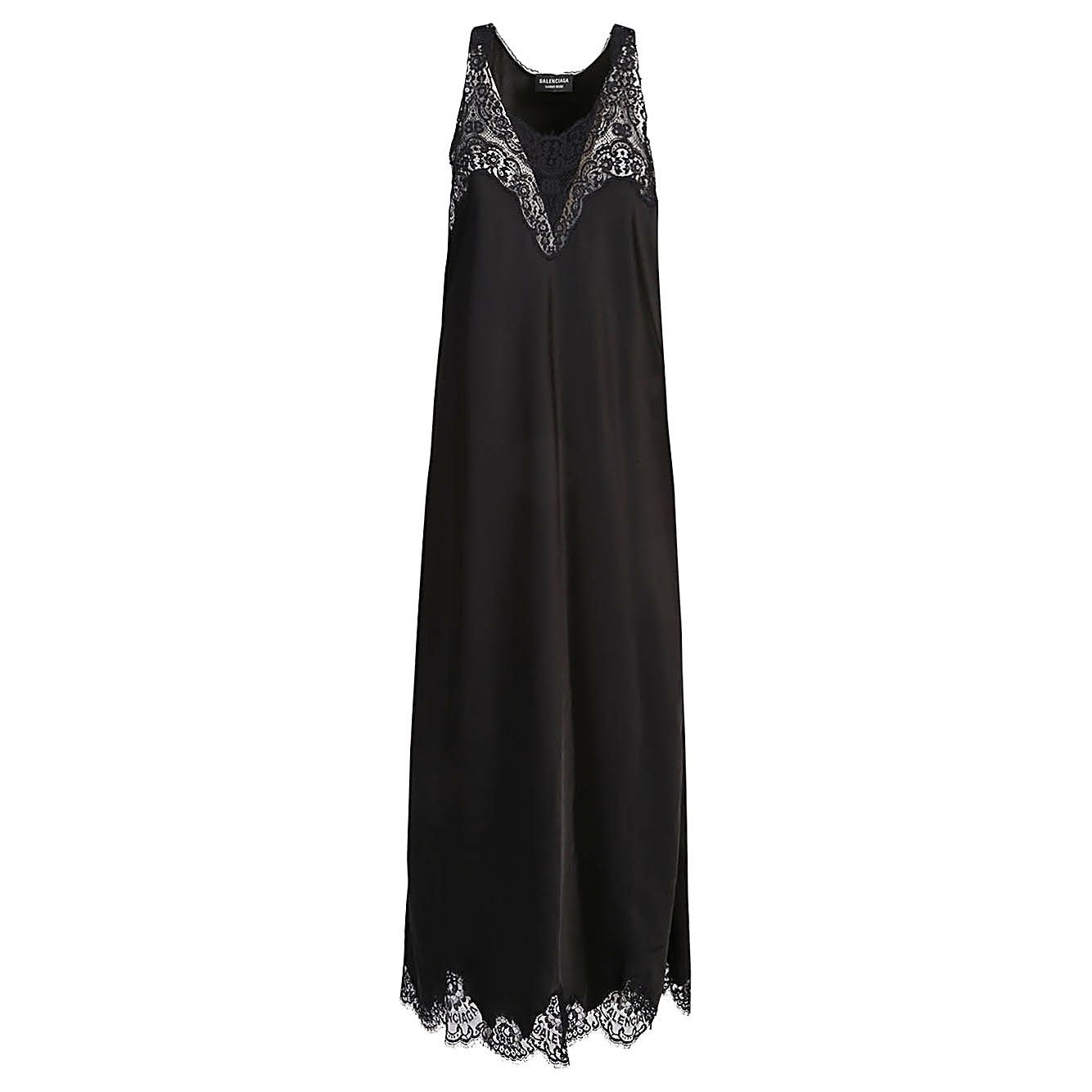 Balenciaga Lace trim long length sleeveless v-neckline dress Beachwear & underwear Balenciaga Black