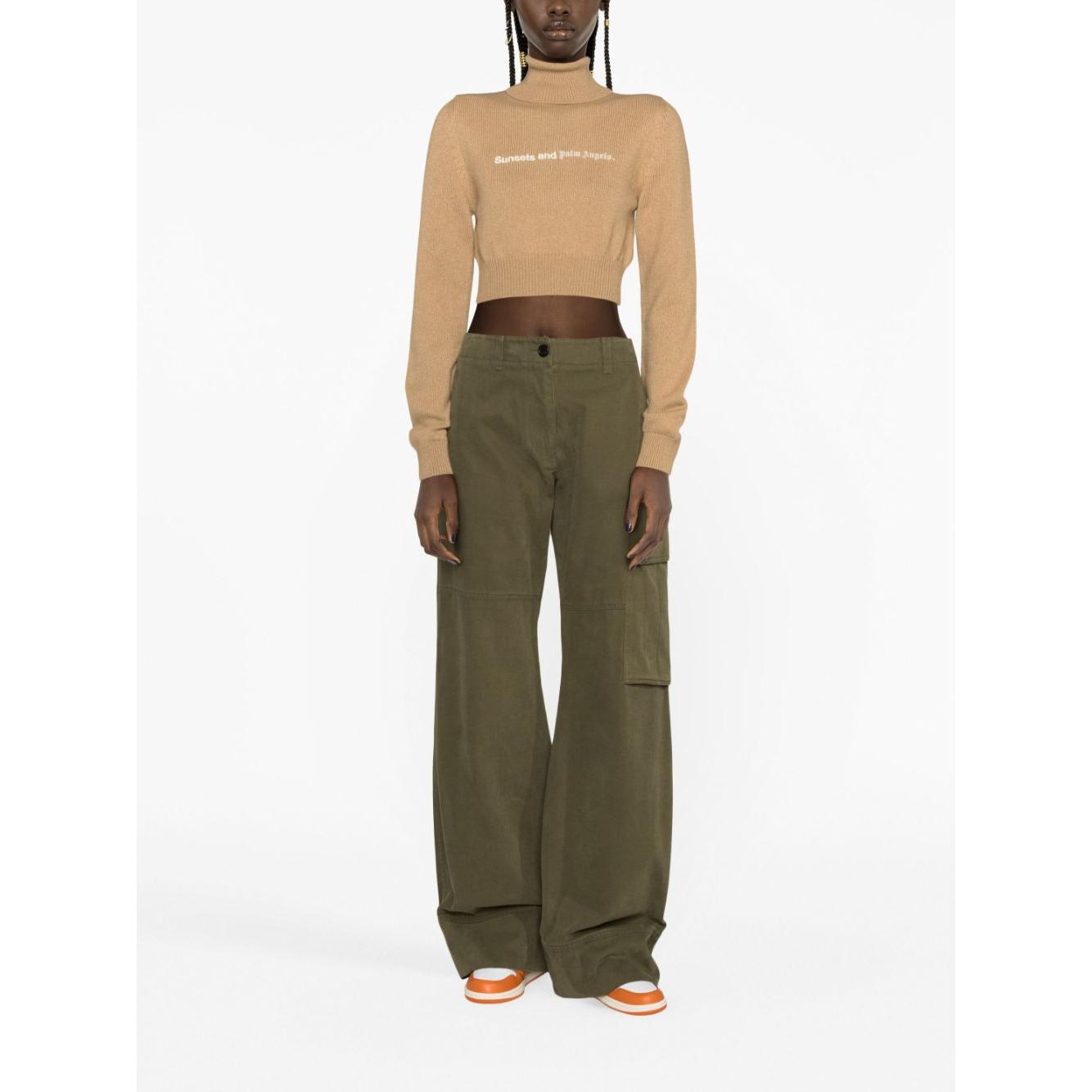 Palm Angels Sweaters Camel Topwear Palm Angels Dark Olive Green