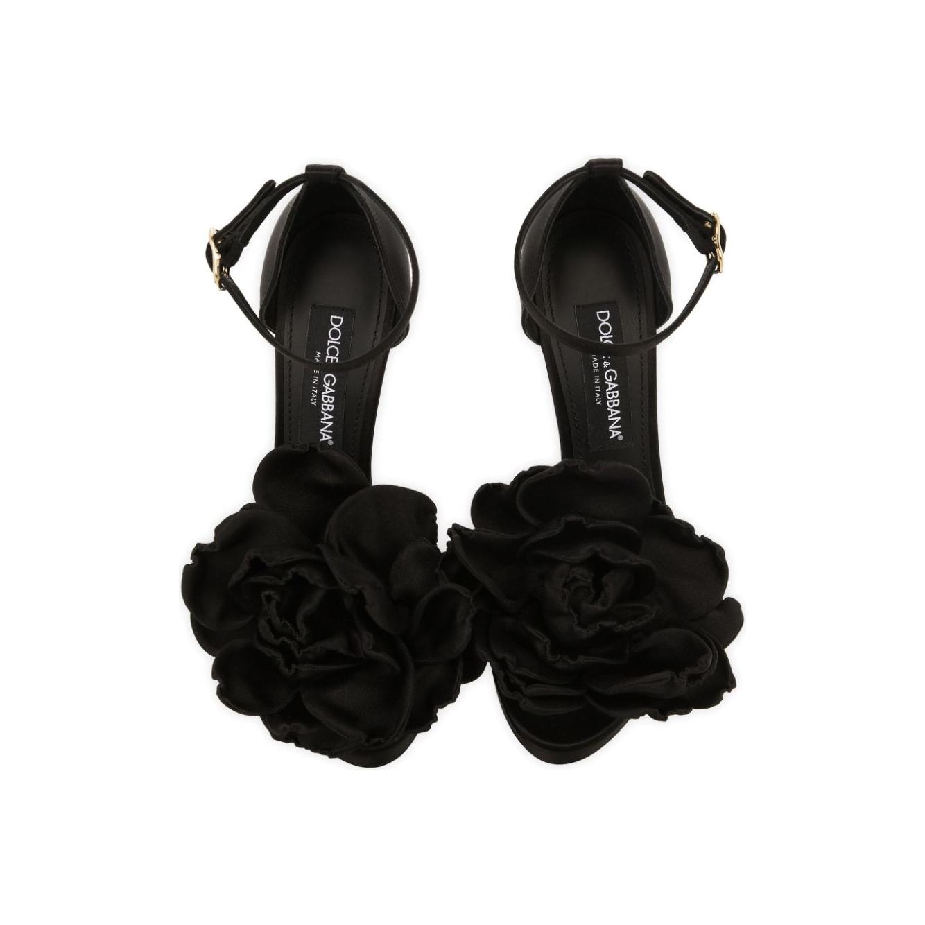 Dolce & Gabbana Keira 105mm flower appliqué sandals Sandals Dolce & Gabbana Black