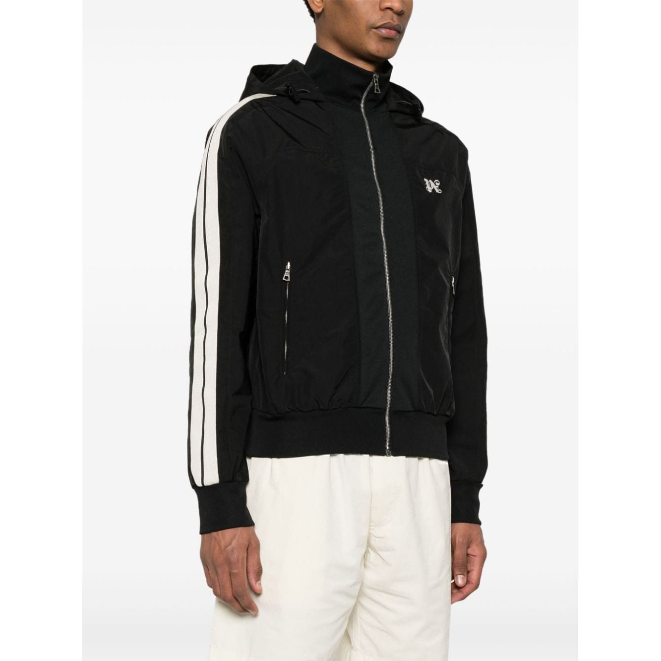 Palm Angels Jackets Black Jackets Palm Angels White Smoke