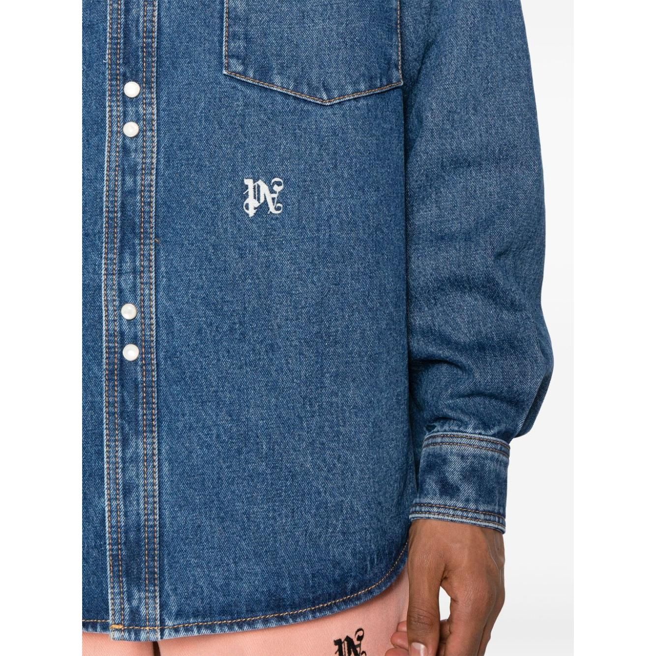 Palm Angels Shirts Blue Shirts Palm Angels Dark Slate Gray