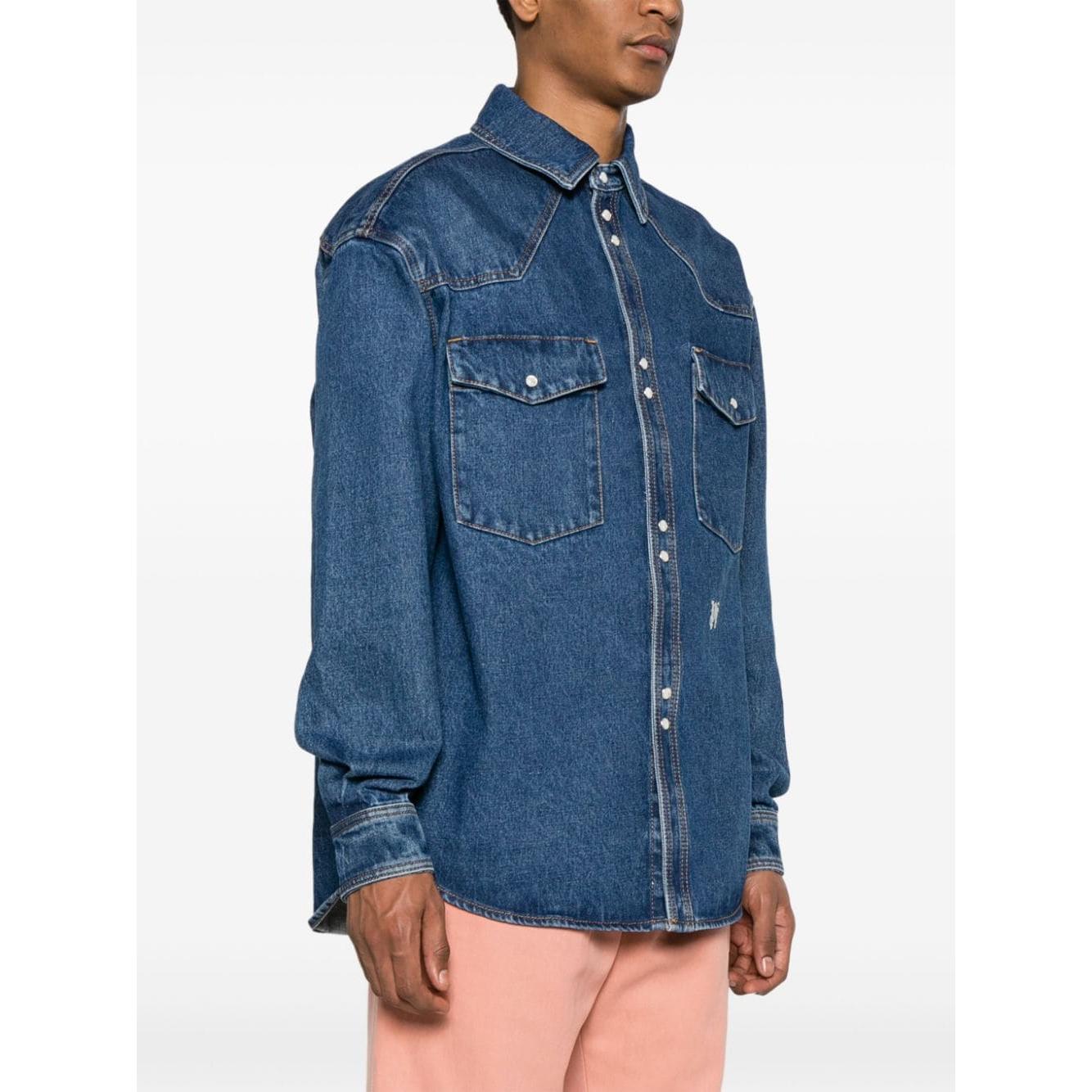 Palm Angels Shirts Blue Shirts Palm Angels Dark Slate Gray