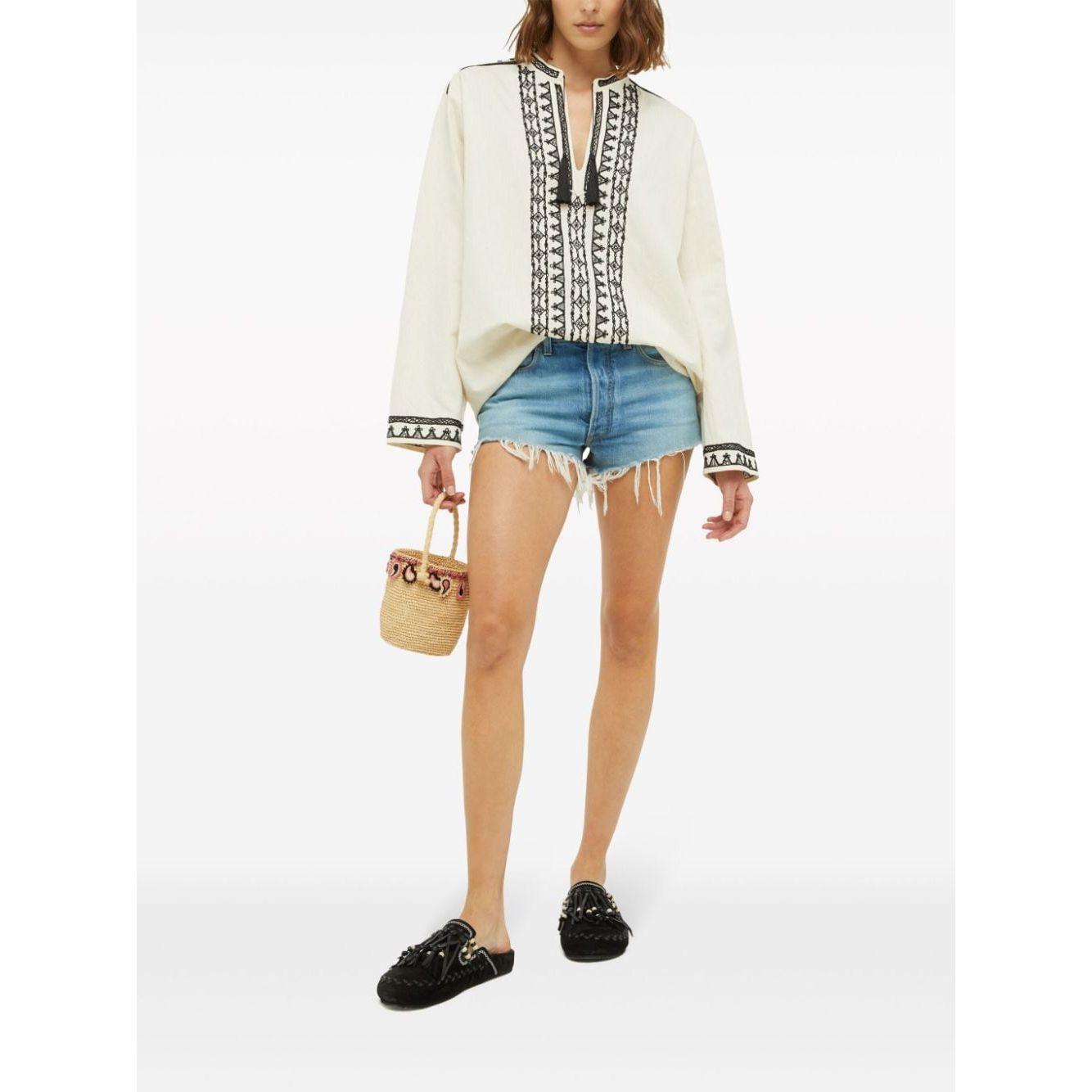 Alanui Paisley-Appliqué Raffia Basket Bag Women Beige Shoulder Alanui White Smoke