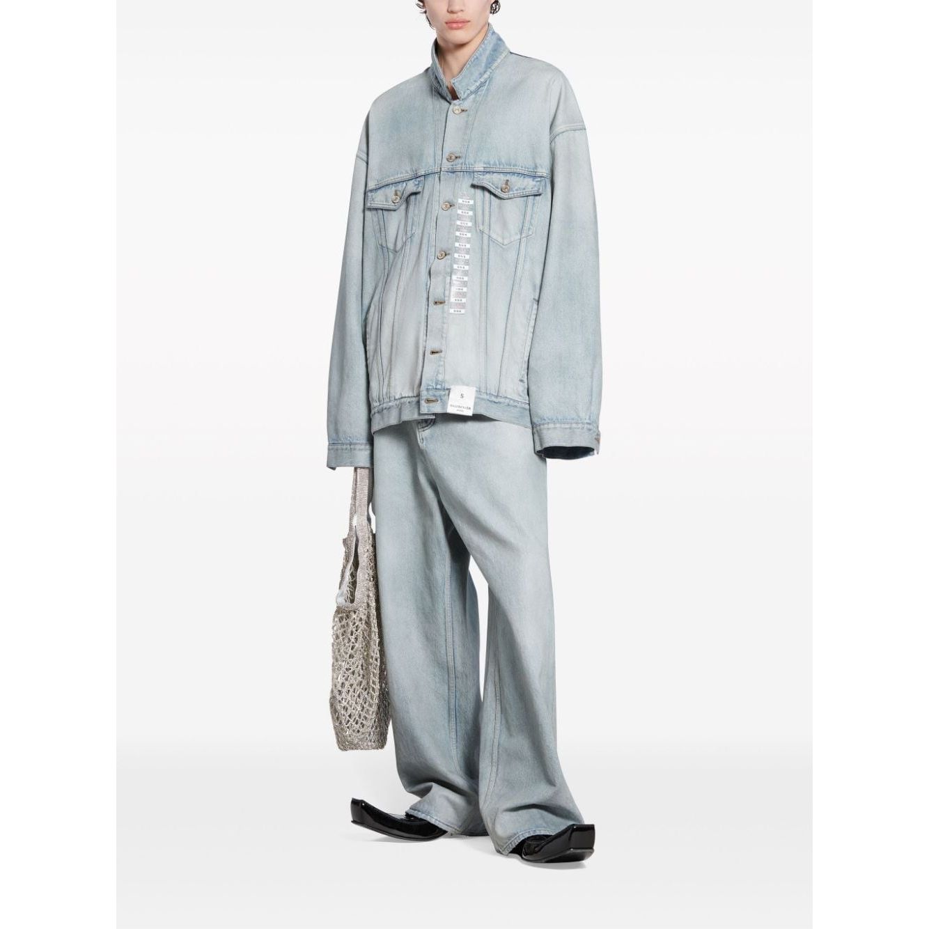 Balenciaga Denim jacket with flap pockets and drop shoulder Jackets Balenciaga White Smoke