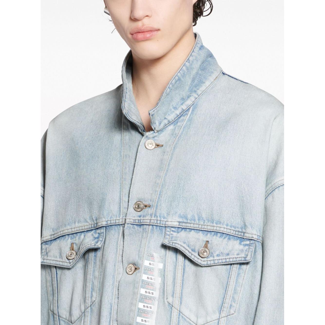 Balenciaga Denim jacket with flap pockets and drop shoulder Jackets Balenciaga Light Gray
