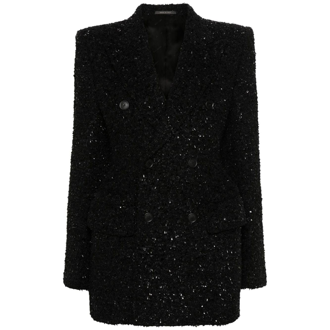 Balenciaga Hourglass tweed-texture padded-shoulder wool-blend blazer Jackets Balenciaga Black