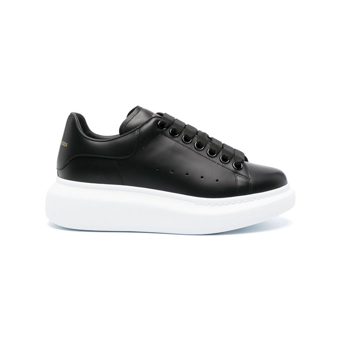 Alexander McQueen Black Leather Sneakers Sneakers Alexander Mcqueen White Smoke