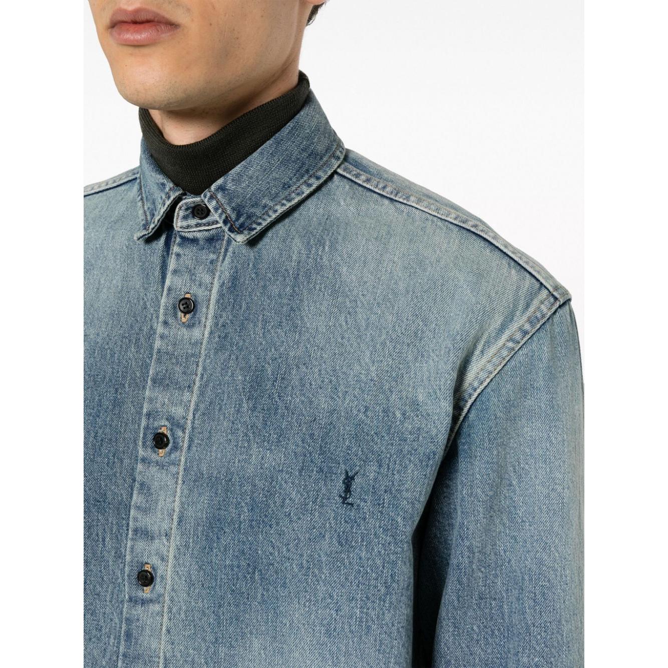 Saint Laurent Shirts Clear Blue Shirts Saint Laurent Slate Gray