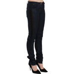 Just Cavalli Blue Low Waist Skinny Trousers Braided String Pants PAN70321-26