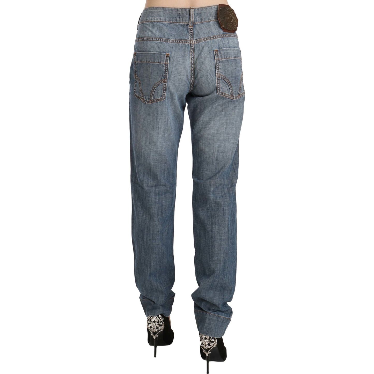Just Cavalli Chic Blue Washed Slim Fit Denim Jeans Just Cavalli Dim Gray