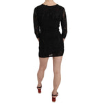 John Richmond Black Silk Sequined Mini Shift Gown DR1671-40