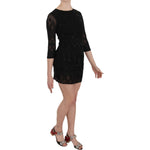 John Richmond Black Silk Sequined Mini Shift Gown DR1671-40
