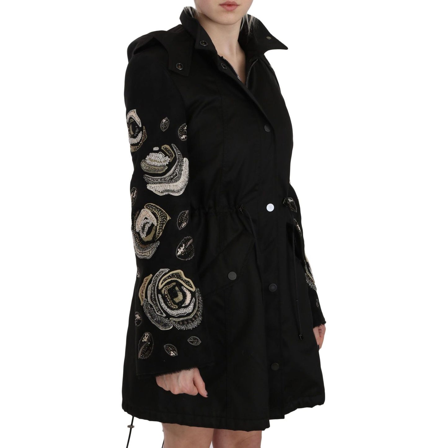John Richmond Floral Sequined Beaded Hooded Jacket Coat JKT2341-40