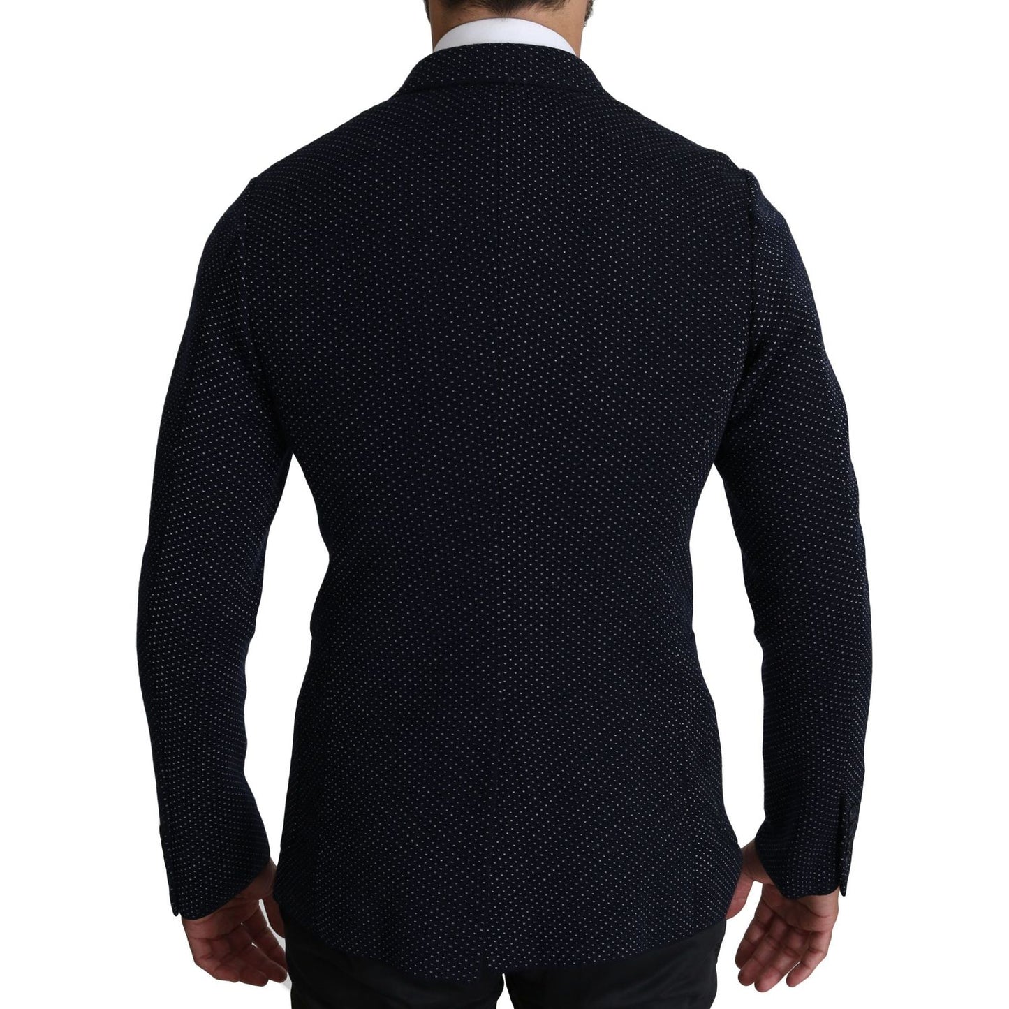 Dolce & Gabbana Elegant Dark Blue Dotted Slim-Fit Blazer Dolce & Gabbana Black