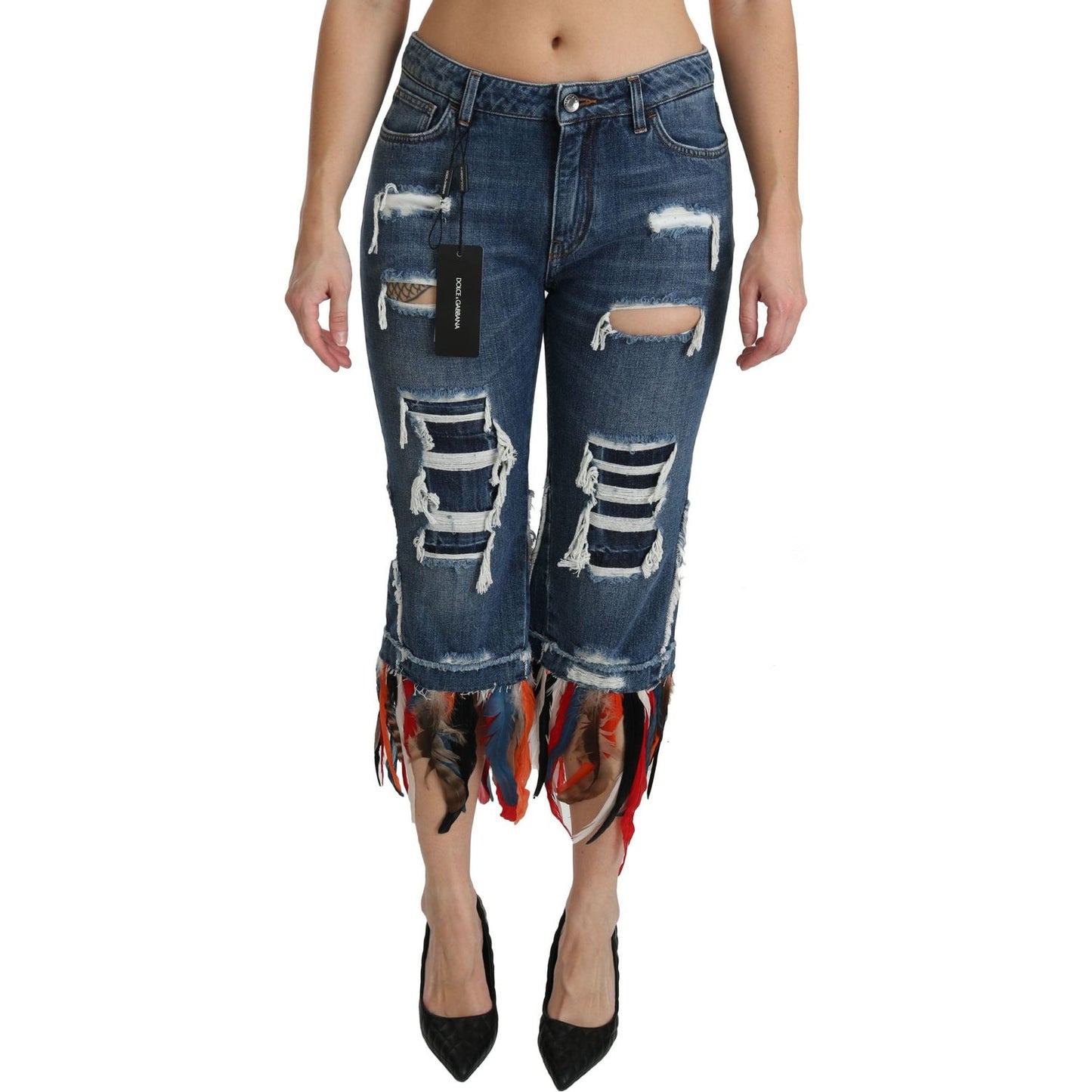 Dolce & Gabbana Chic Low Waist Cropped Jeans Dolce & Gabbana Rosy Brown