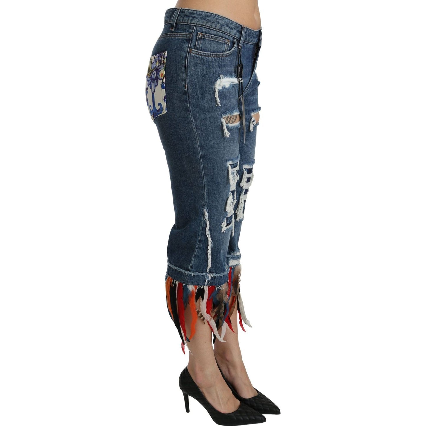 Dolce & Gabbana Chic Low Waist Cropped Jeans Dolce & Gabbana Dark Slate Gray