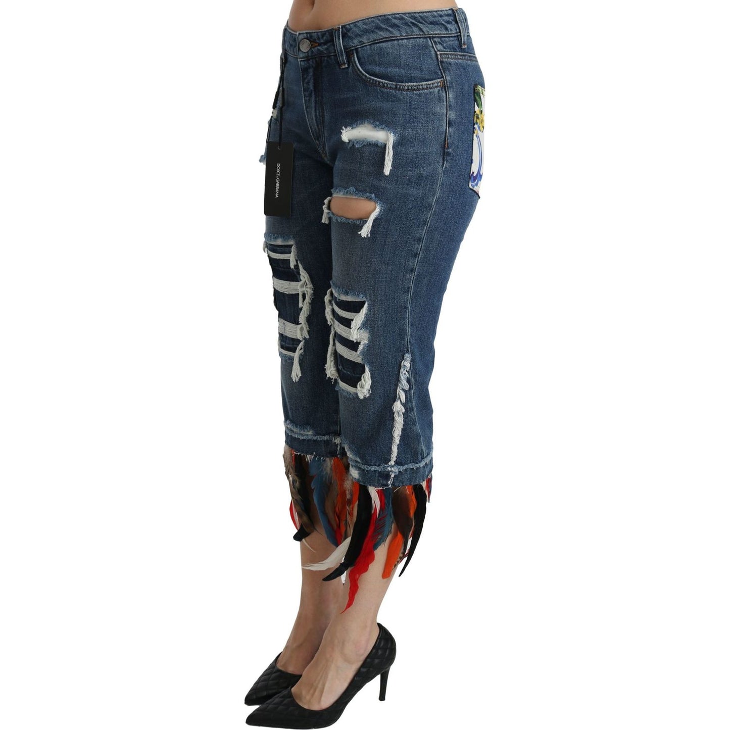 Dolce & Gabbana Chic Low Waist Cropped Jeans Dolce & Gabbana Dark Slate Gray