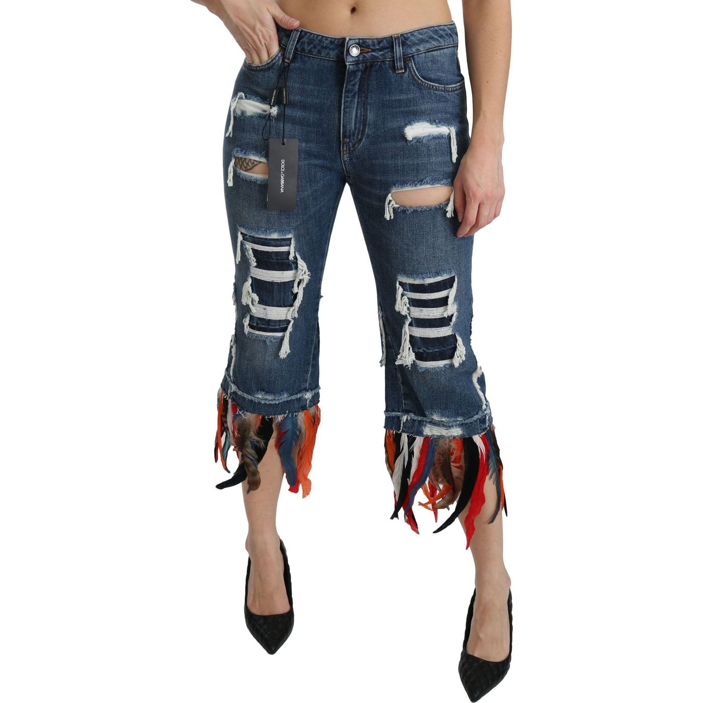 Dolce & Gabbana Chic Low Waist Cropped Jeans Dolce & Gabbana Dark Slate Gray