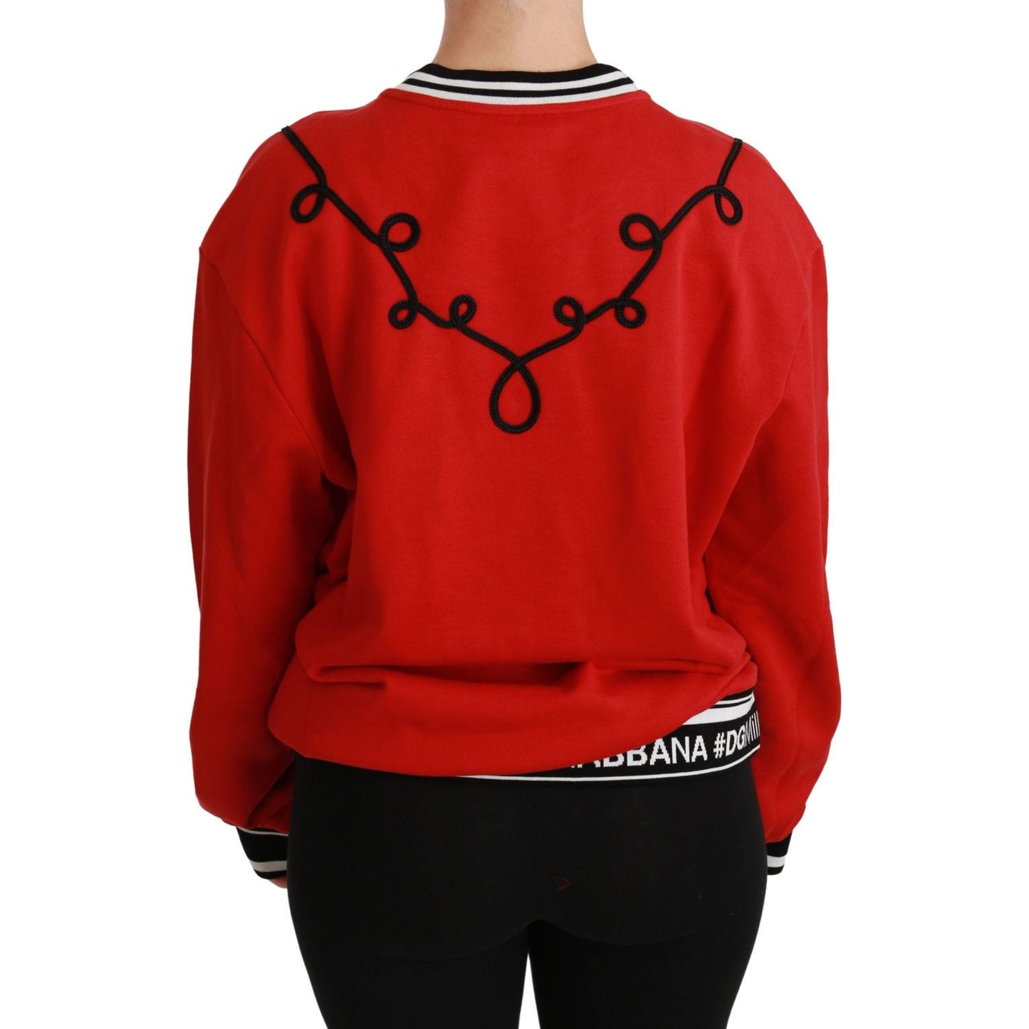 Dolce & Gabbana Radiant Red Sequined Crew Neck Sweater Dolce & Gabbana Firebrick