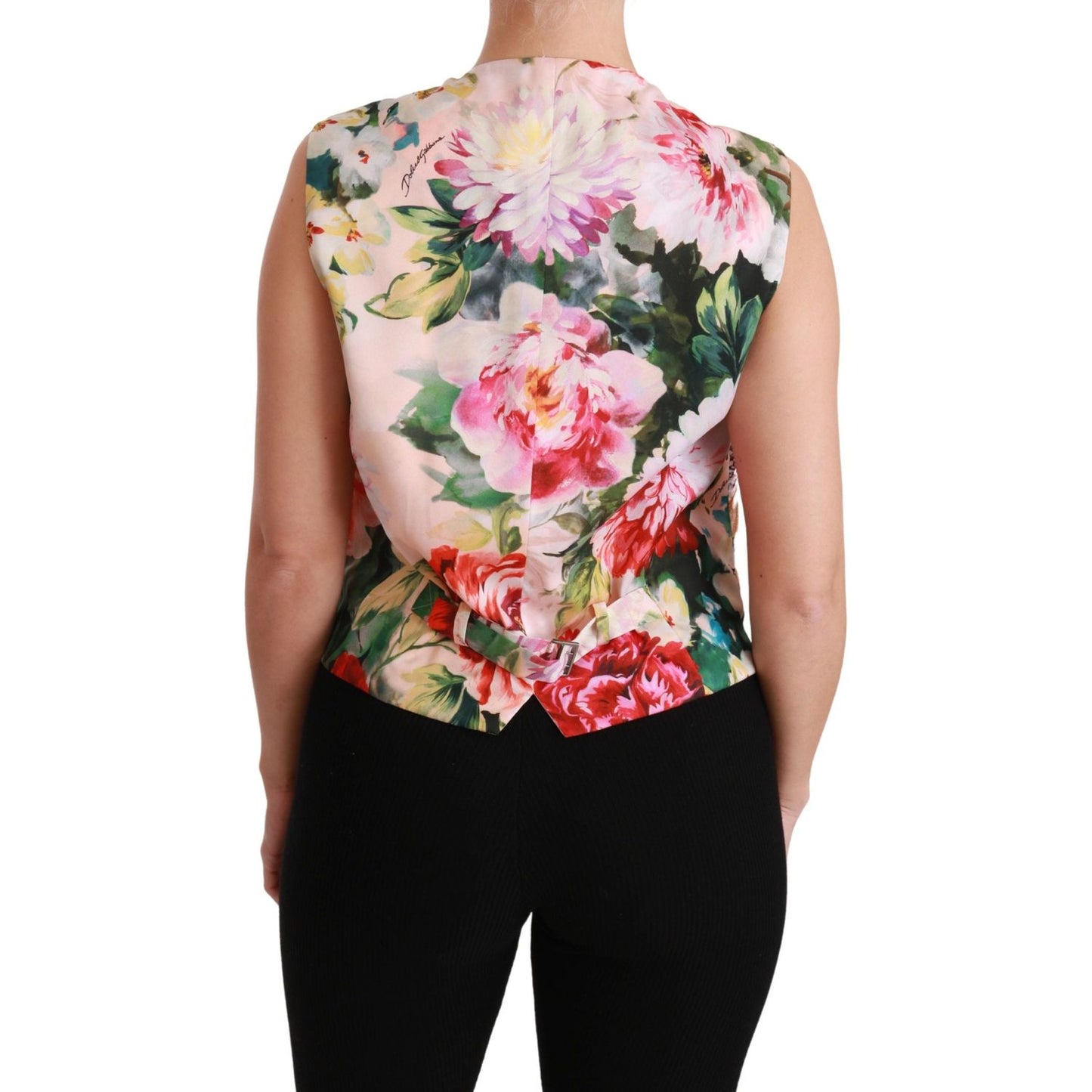 Dolce & Gabbana Multicolor Brocade Floral Sleeveless Vest Dolce & Gabbana Tan