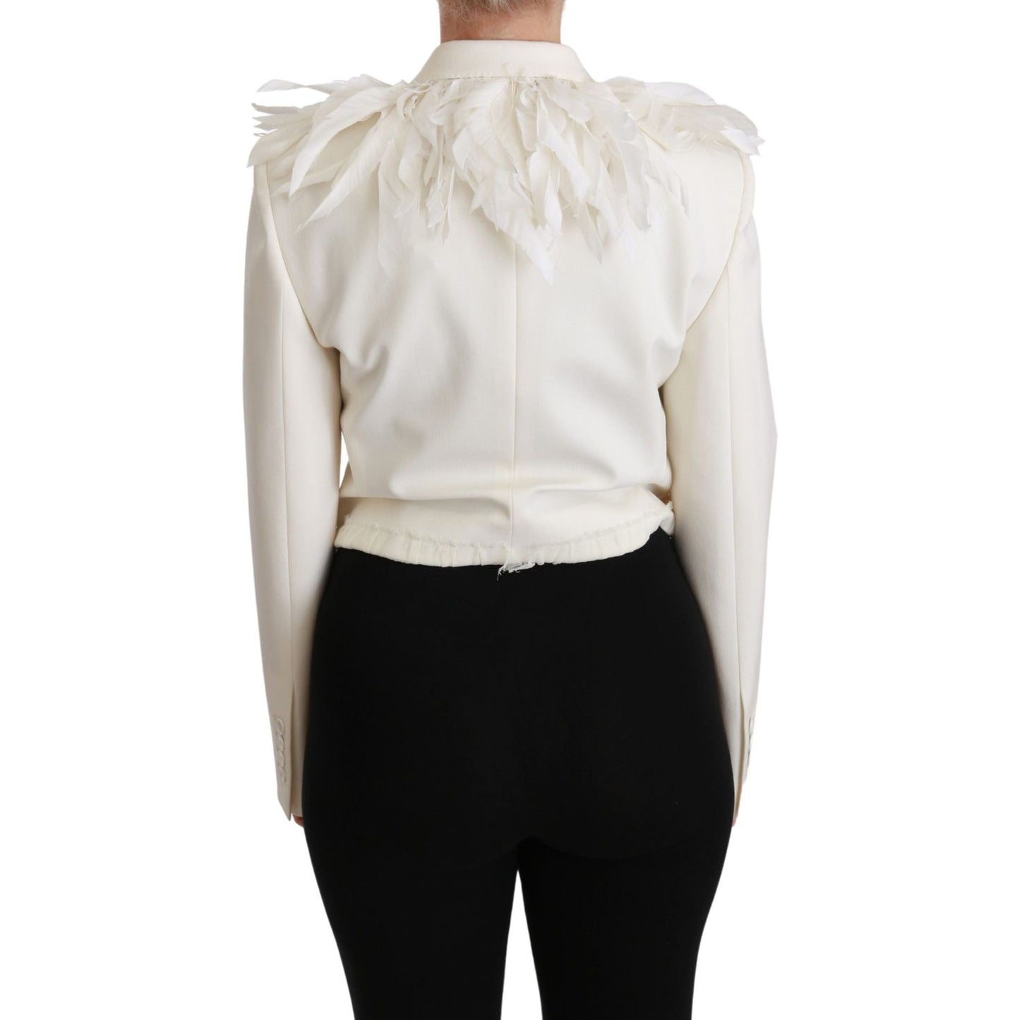 Dolce & Gabbana Elegant White Double Breasted Blazer Jacket Dolce & Gabbana Light Gray