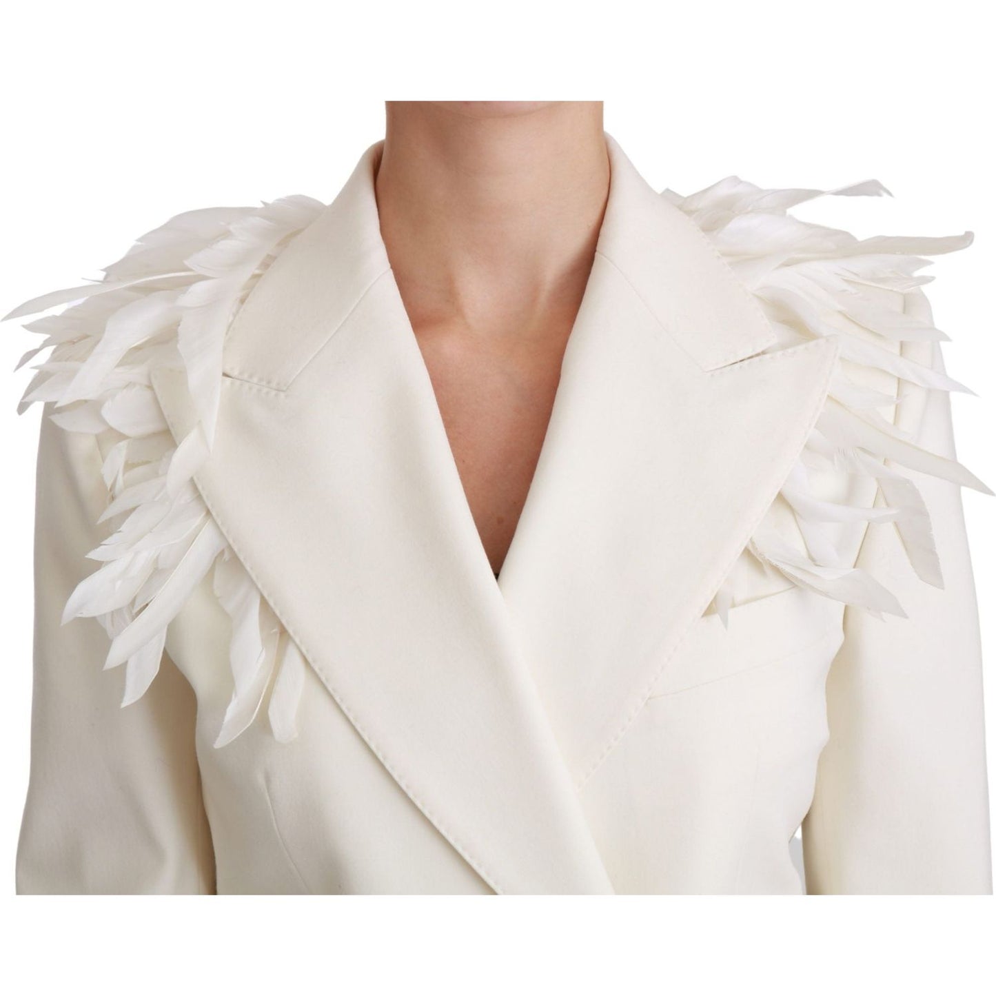 Dolce & Gabbana Elegant White Double Breasted Blazer Jacket Dolce & Gabbana Light Gray