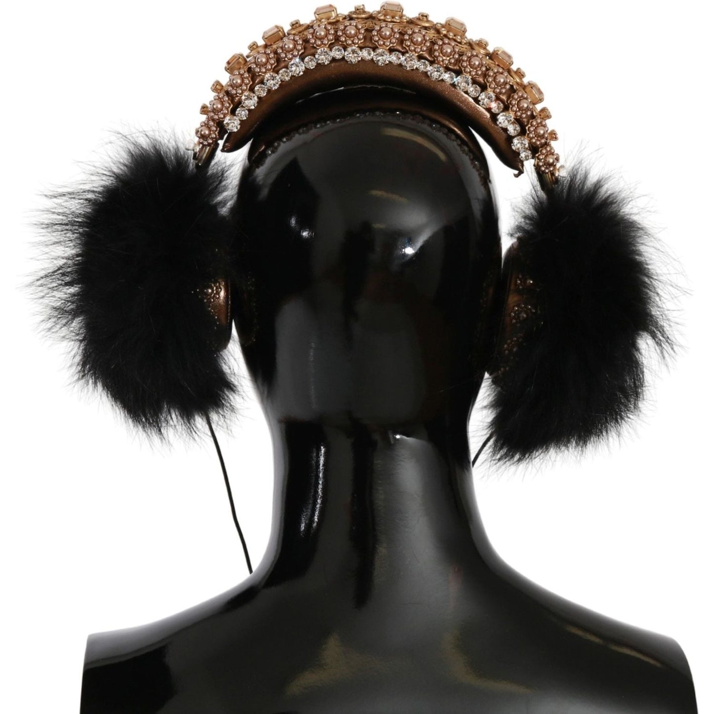 Dolce & Gabbana Gold Black Crystal Embellished Headphones Dolce & Gabbana Black